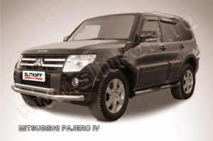 MITSUBISHI PAJERO IV-Защита переднего бампера d76+d57 двойная